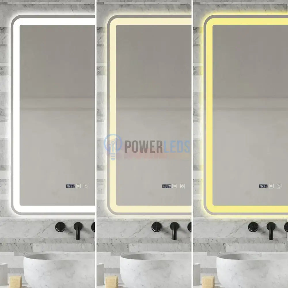 Oglinda Led 60X90Cm Functie Dezaburire Ceas Si Trei Lumini J168 Mirror