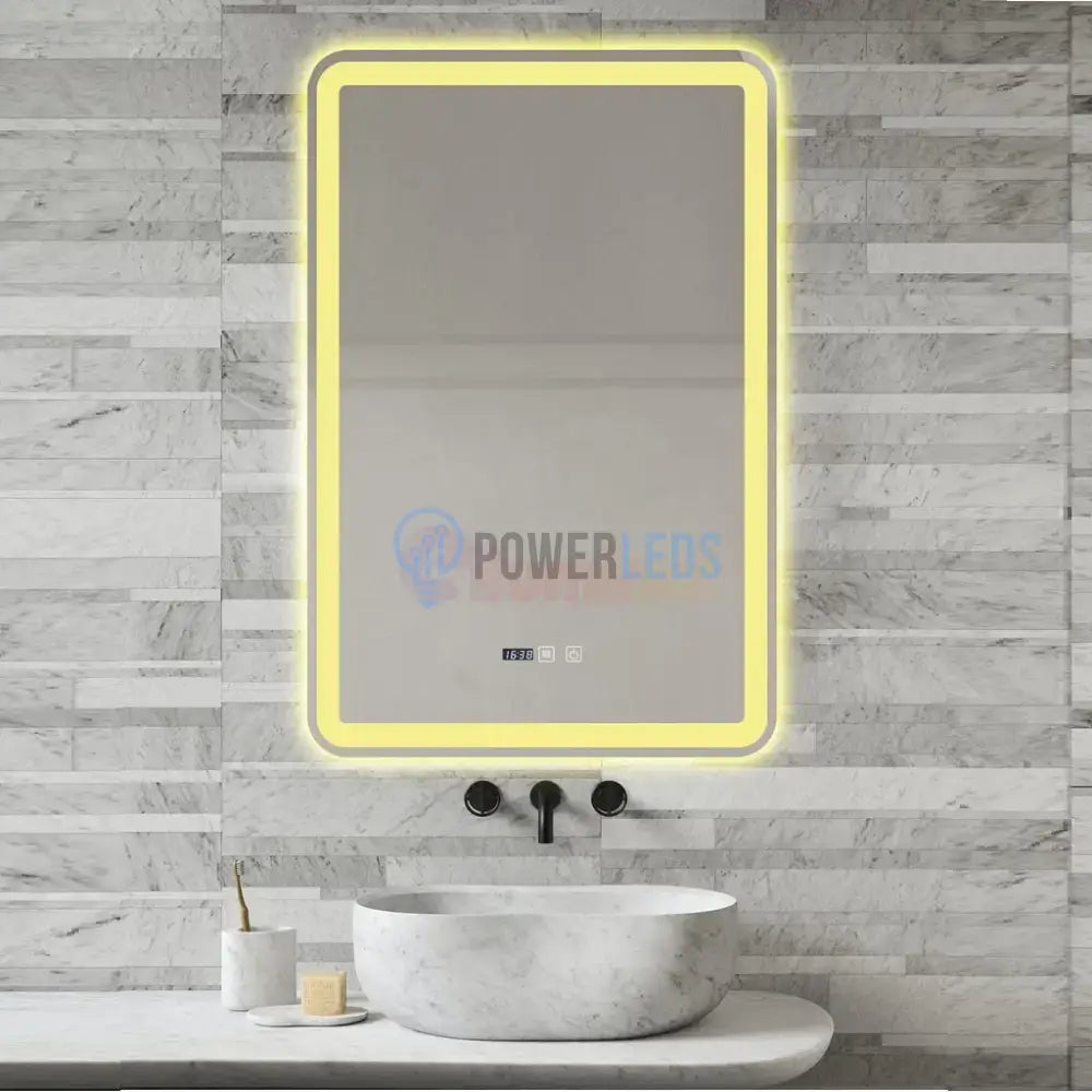 Oglinda Led 60X90Cm Functie Dezaburire Ceas Si Trei Lumini J168 Mirror