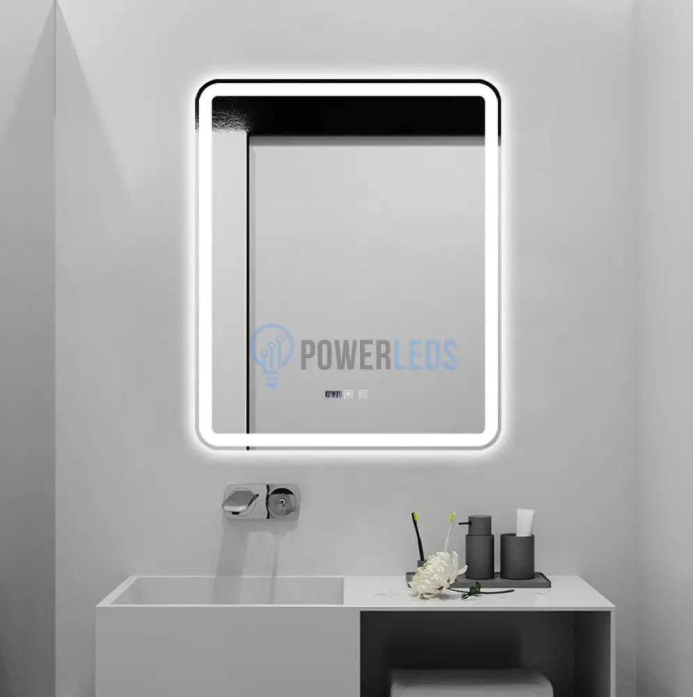 Oglinda Led 75X90Cm Functie Dezaburire Ceas Si Trei Lumini J169 Mirror