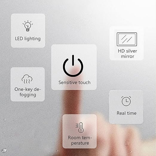 Oglinda LED Rotunda 90cm Functie Dezaburire, Touch, Doua Lumini si Ceas J170