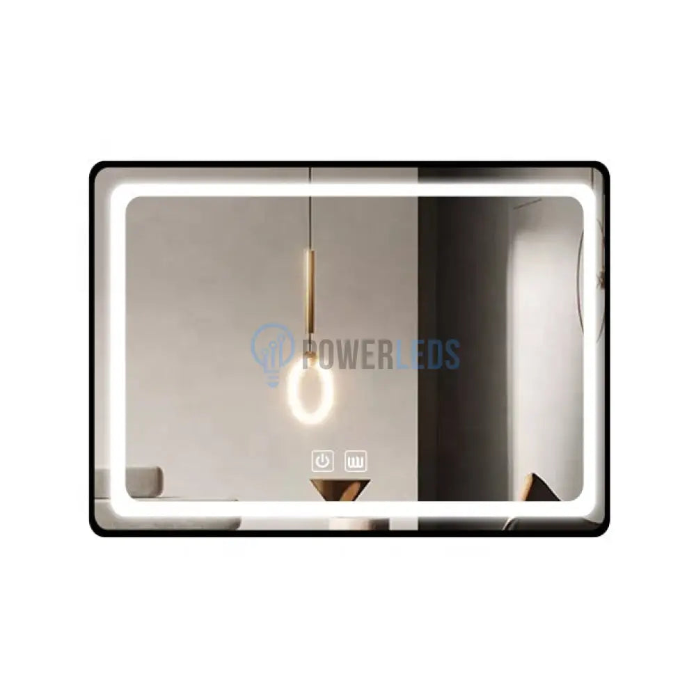 Oglinda Led 80X60Cm Cu Rama Neagra Functie Dezaburire Si Touch J11 Mirror