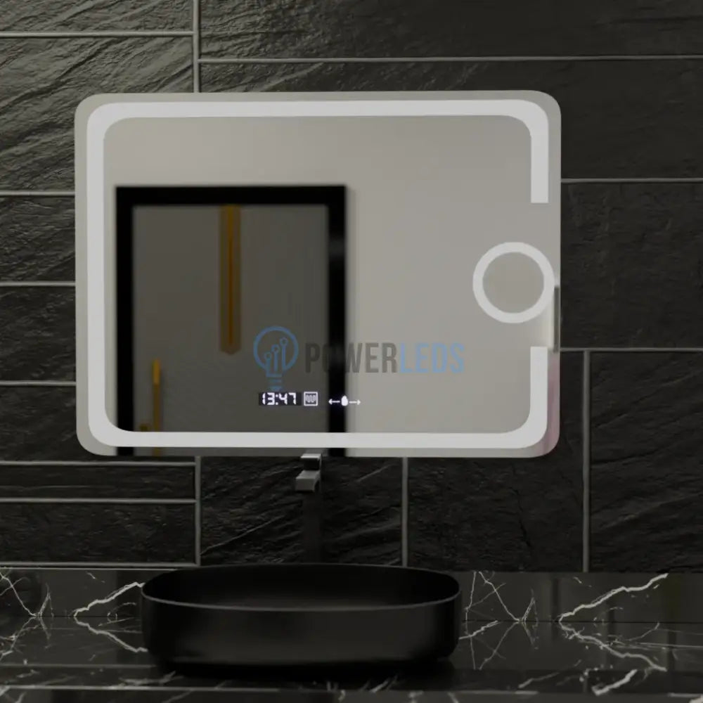 Oglinda LED 80x60cm SENZOR 3 Lumini Dezaburire Dimare Ceas si Termometru LED MIRROR
