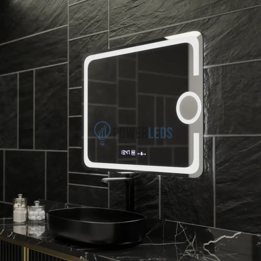 Oglinda LED 80x60cm SENZOR 3 Lumini Dezaburire Dimare Ceas si Termometru LED MIRROR