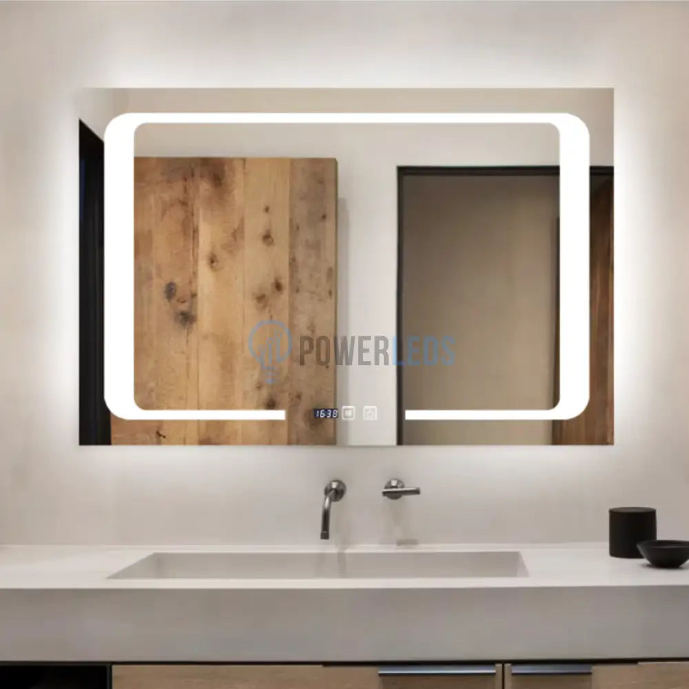Oglinda Led 90X60Cm Cu Functie Dezaburire Touch Senzor Si Ceas W32 Mirror