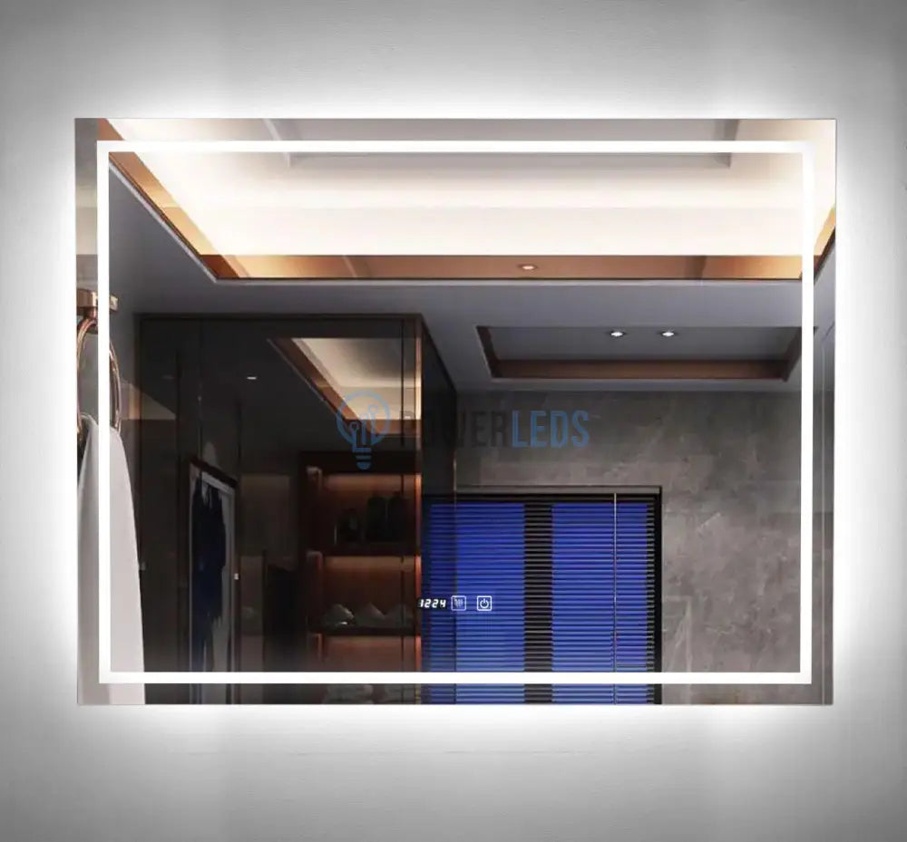 Oglinda Led 90X60Cm Cu Functie Dezaburire Touch Si Ceas J16 Mirror