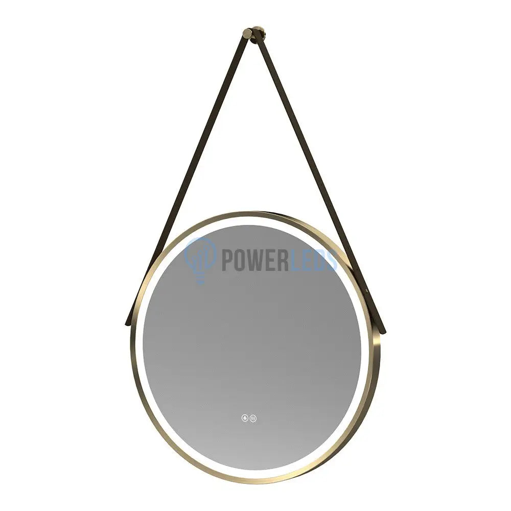 Oglinda Led Baie 60Cm Fog Gold Piele + Aluminiu Senzor Miscare Temperatura Ceas Si Dezaburire Mirror