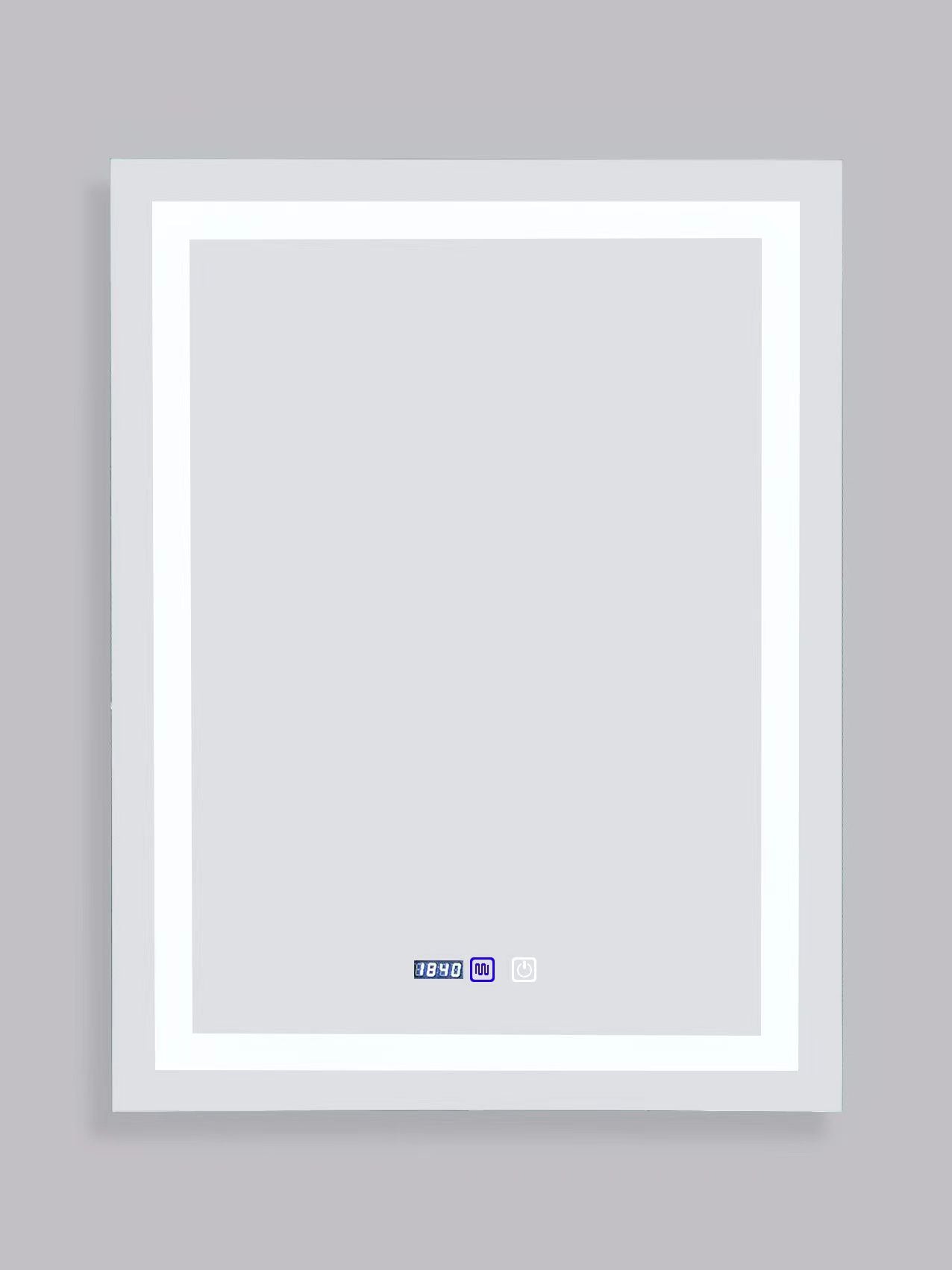 Oglinda LED Dreptunghiulara cu Ceas 60x80cm Doua Lumini J09-1