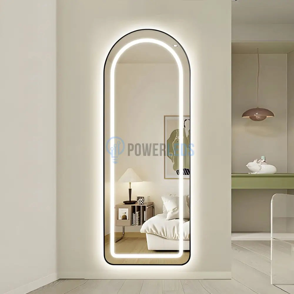 Oglinda Led Cu Touch 50X160Cm Floor Standing Black Arque Mirror