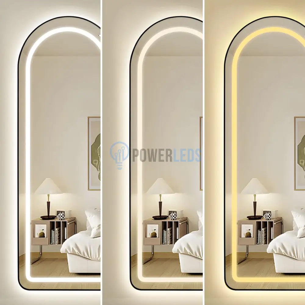 Oglinda Led Cu Touch 50X160Cm Floor Standing Black Arque Mirror
