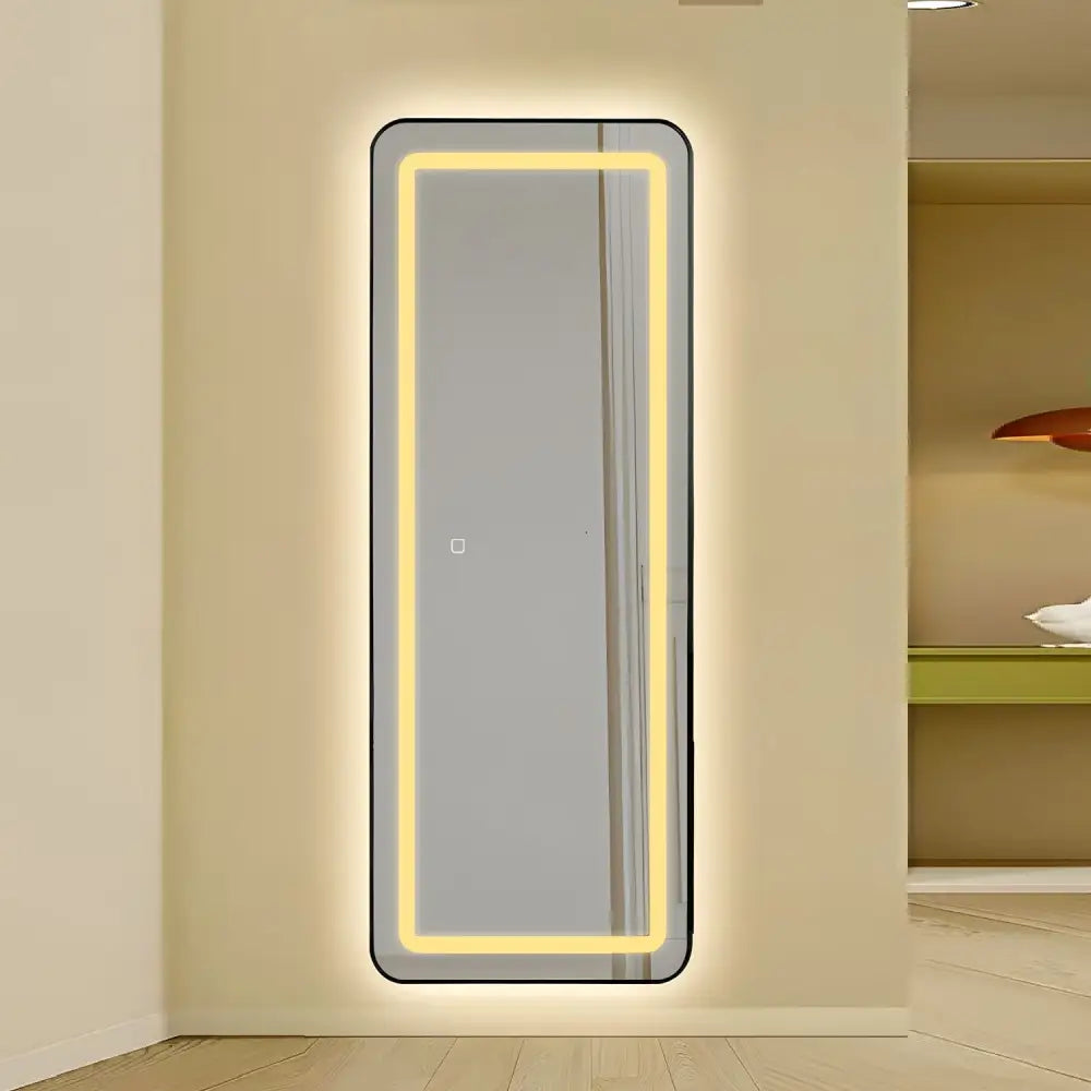 Oglinda Led Cu Touch 50X160Cm Floor Standing Black Square Angles Mirror