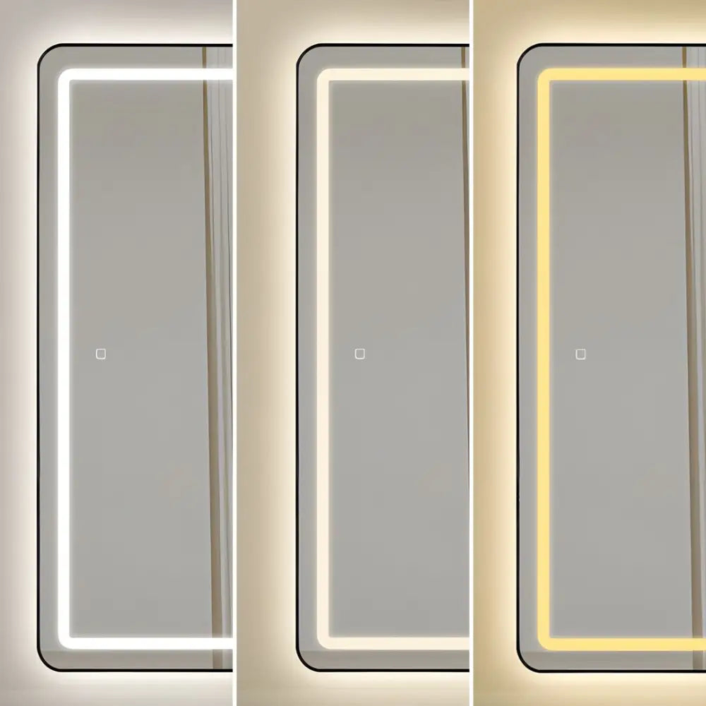 Oglinda Led Cu Touch 50X160Cm Floor Standing Black Square Angles Mirror