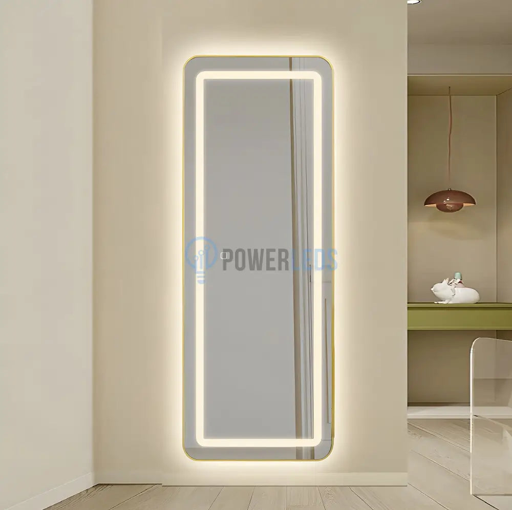 Oglinda Led Cu Touch 50X160Cm Floor Standing Gold Obtuse Angles Mirror