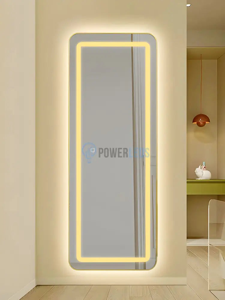 Oglinda Led Cu Touch 50X160Cm Floor Standing Gold Obtuse Angles Mirror