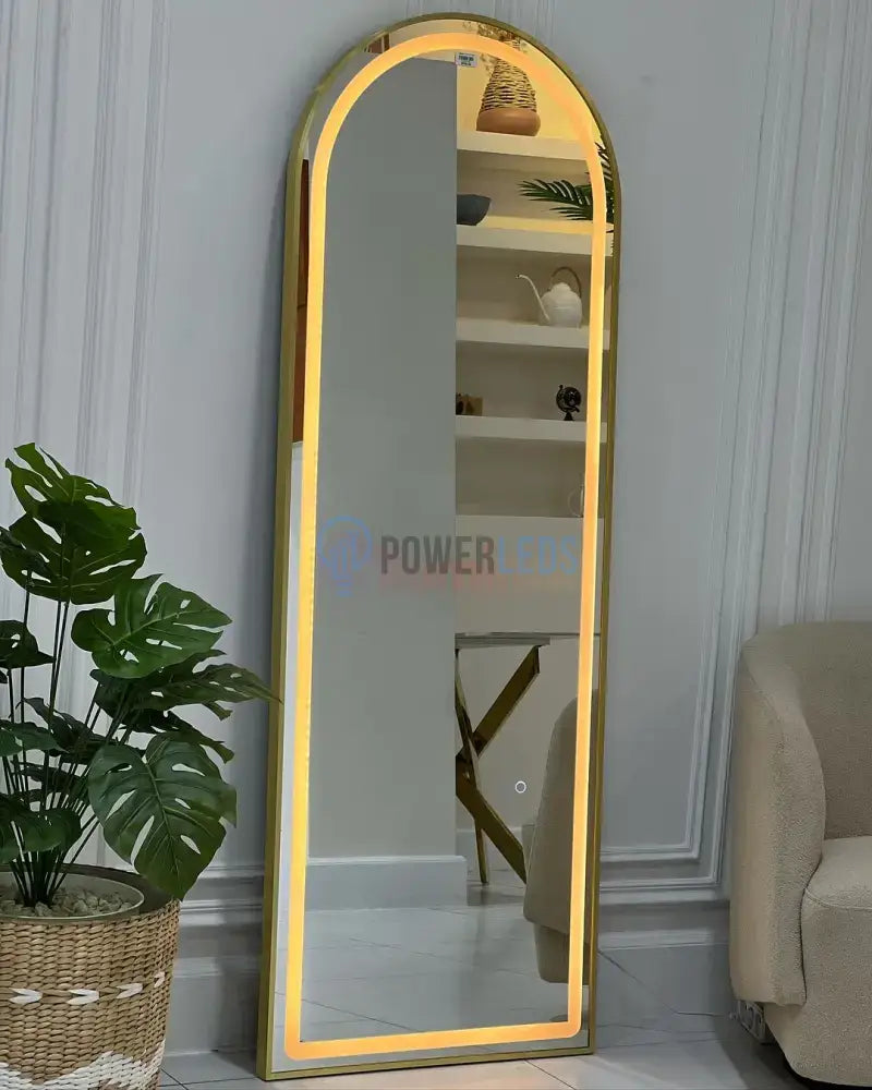 Oglinda Led Cu Touch 50X160Cm Floor Standing Golden Arque Mirror