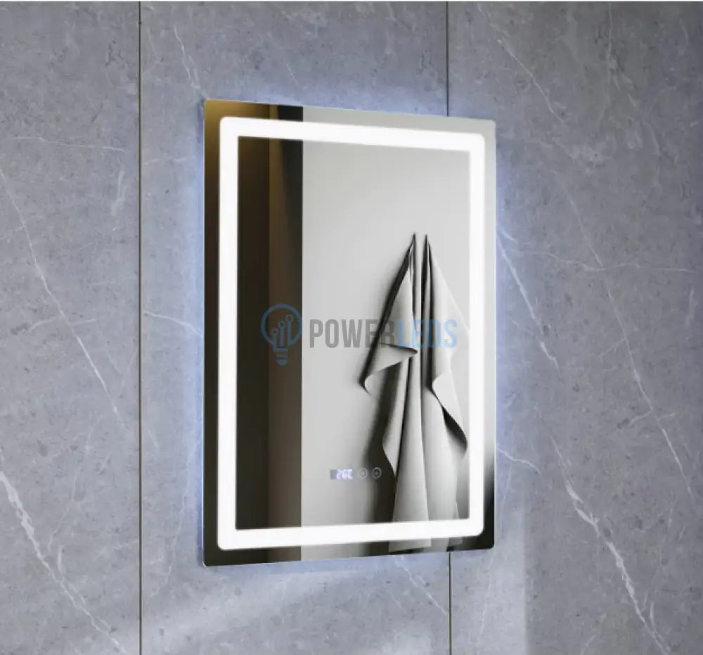 Oglinda Led Dreptunghiulara Cu Ceas 60X80Cm Functie Dezaburire Si Touch J09 Mirror