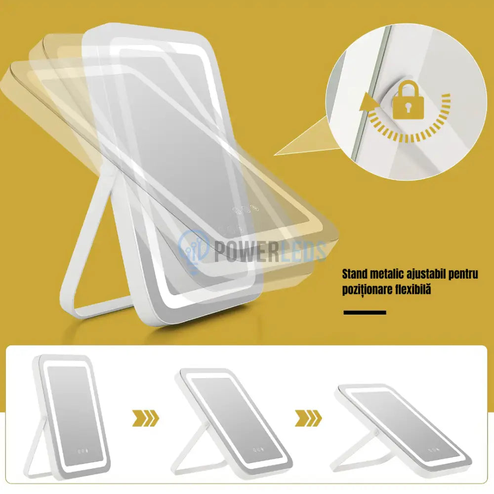 Oglinda LED MAKE-UP Golden Beauty 46cm, 3 Lumini Control Prin Gesturi (Copy) powerleds.ro