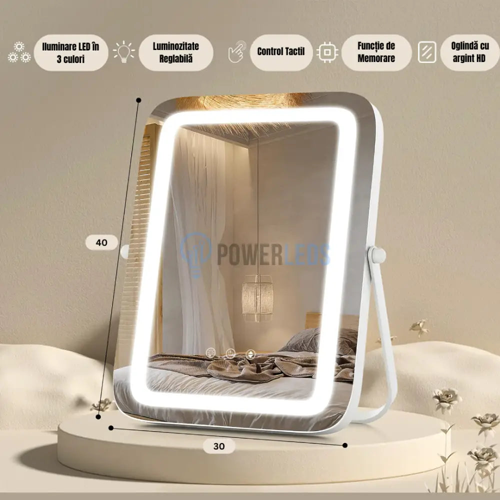 Oglinda LED MAKE-UP Golden Beauty 46cm, 3 Lumini Control Prin Gesturi (Copy) powerleds.ro