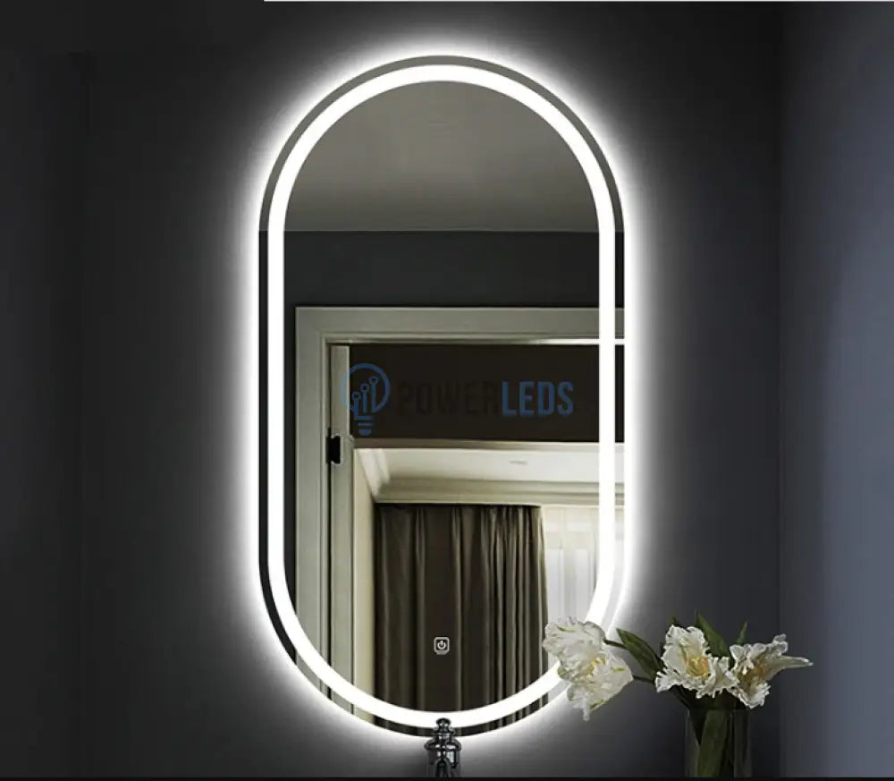 Oglinda Led Ovala Cu Doua Lumini 50X80Cm Functie Dezaburire Si Touch J-120 Mirror
