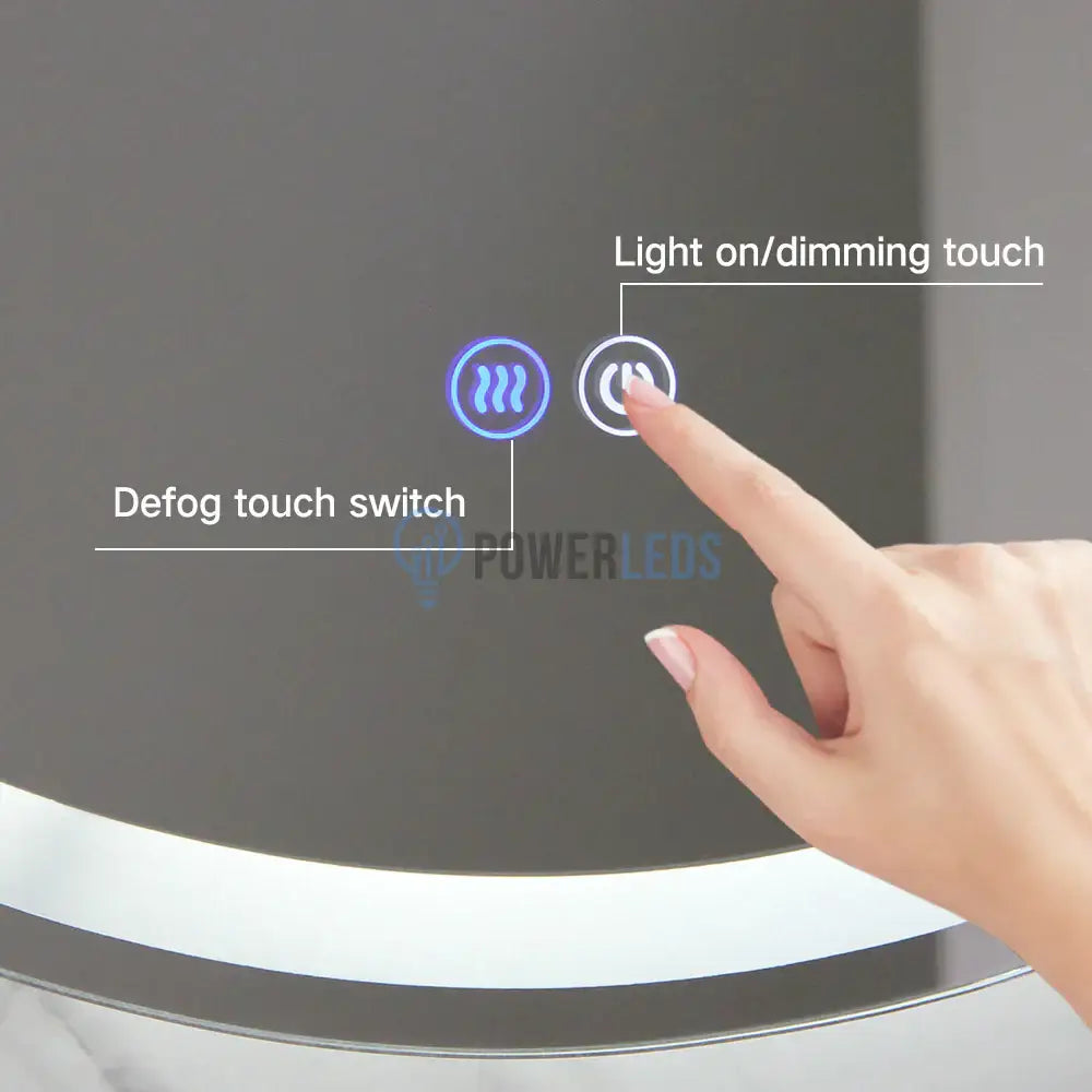 Oglinda LED Ovala Cu Doua Lumini 50x80cm Functie Dezaburire si Touch J-120 FRAMELESS / 50X80CM LED MIRROR