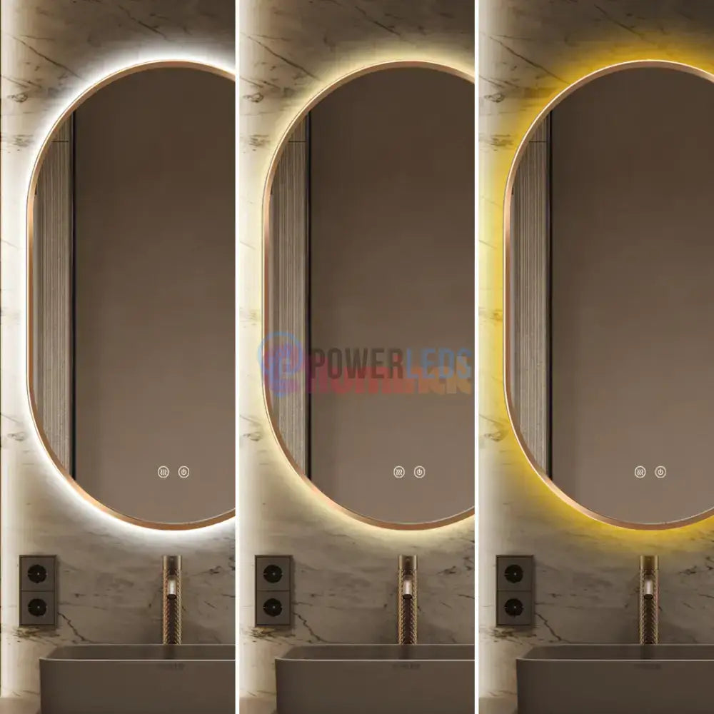 Oglinda LED si TOUCH Ovala 50x80cm Functie Dezaburire GOLD powerleds.ro