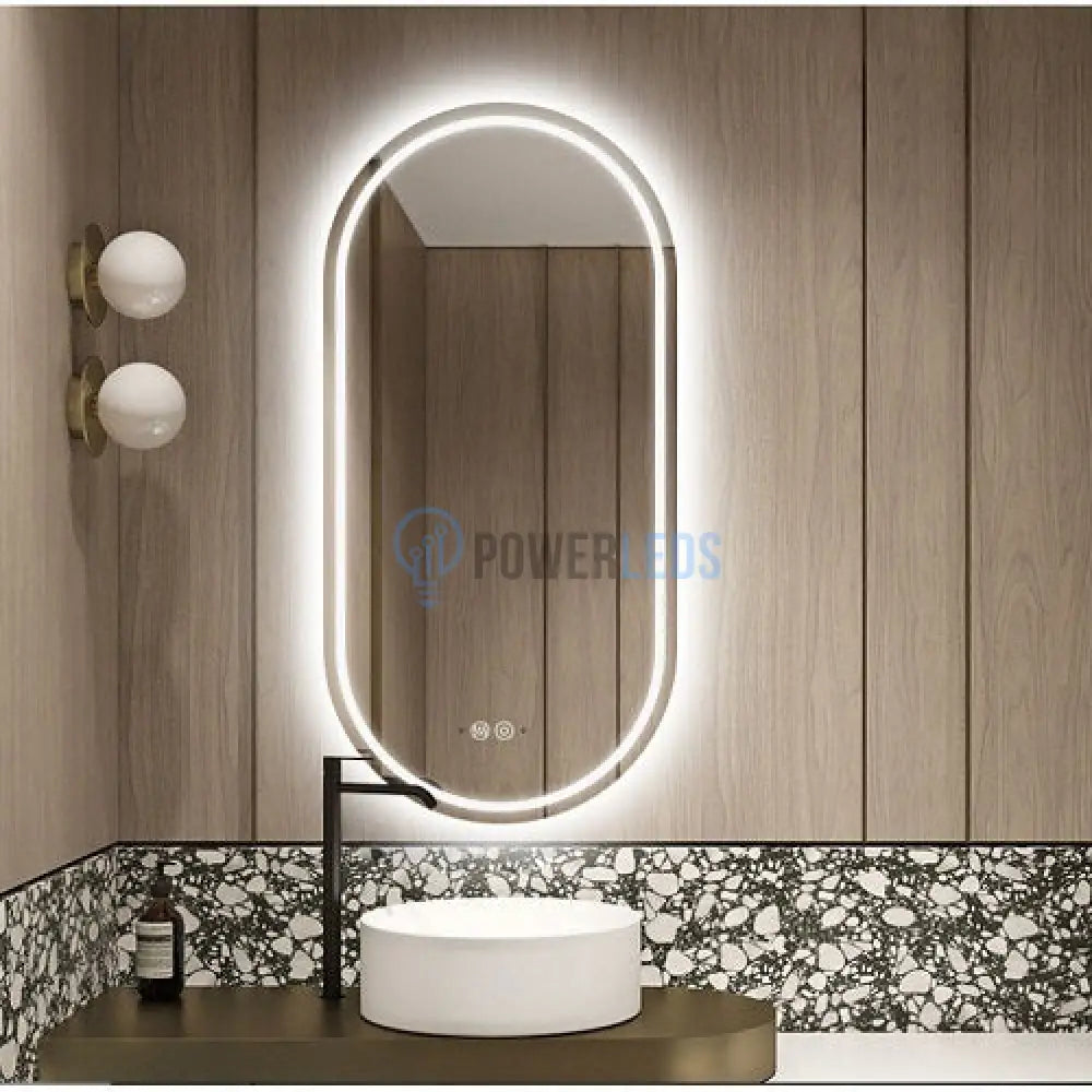 Oglinda Led Ovala Cu Doua Lumini 50X80Cm Functie Dezaburire Si Touch J-120 Mirror