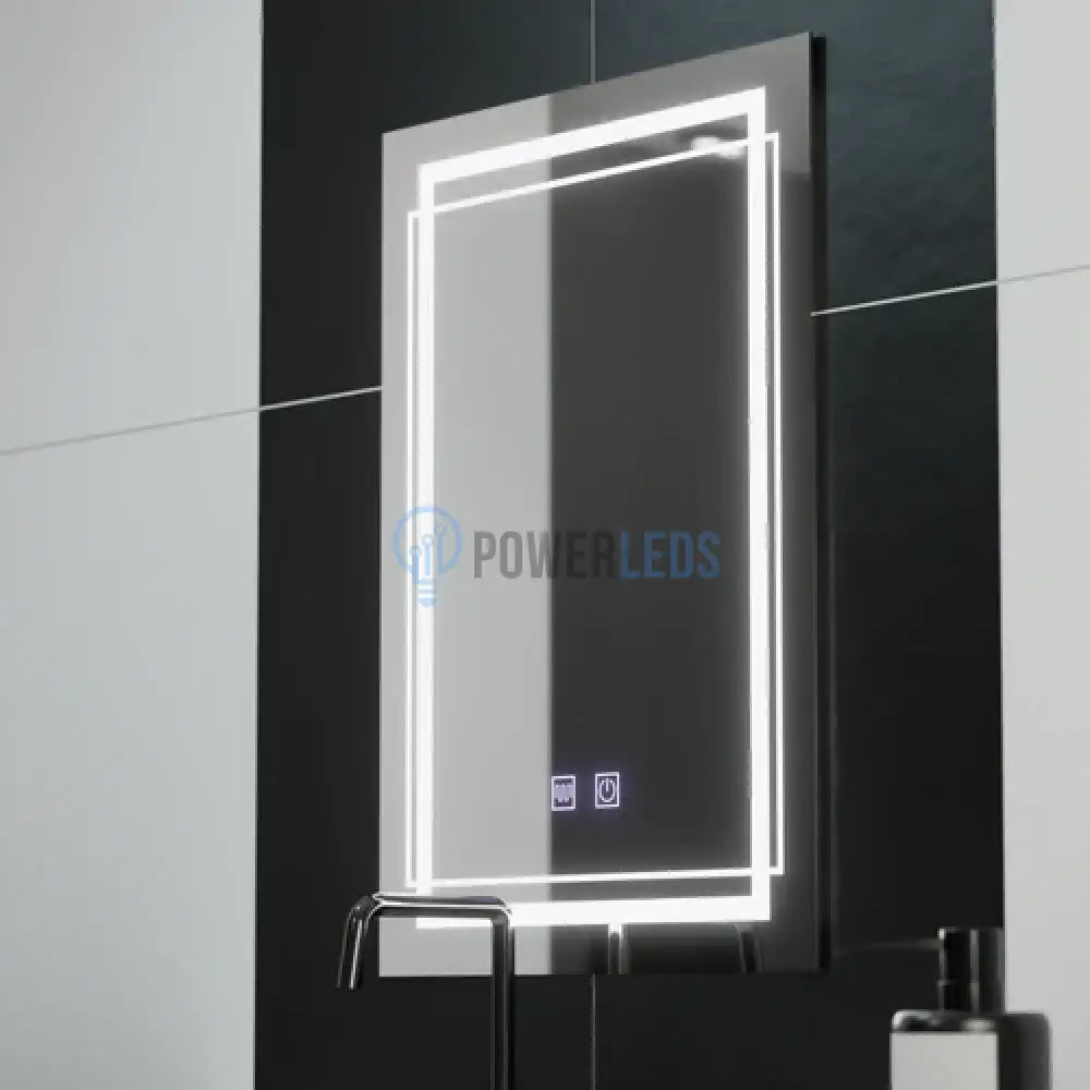 Oglinda LED Rectangulara, 50x70cm Touch, Sistem Dezaburire powerleds.ro