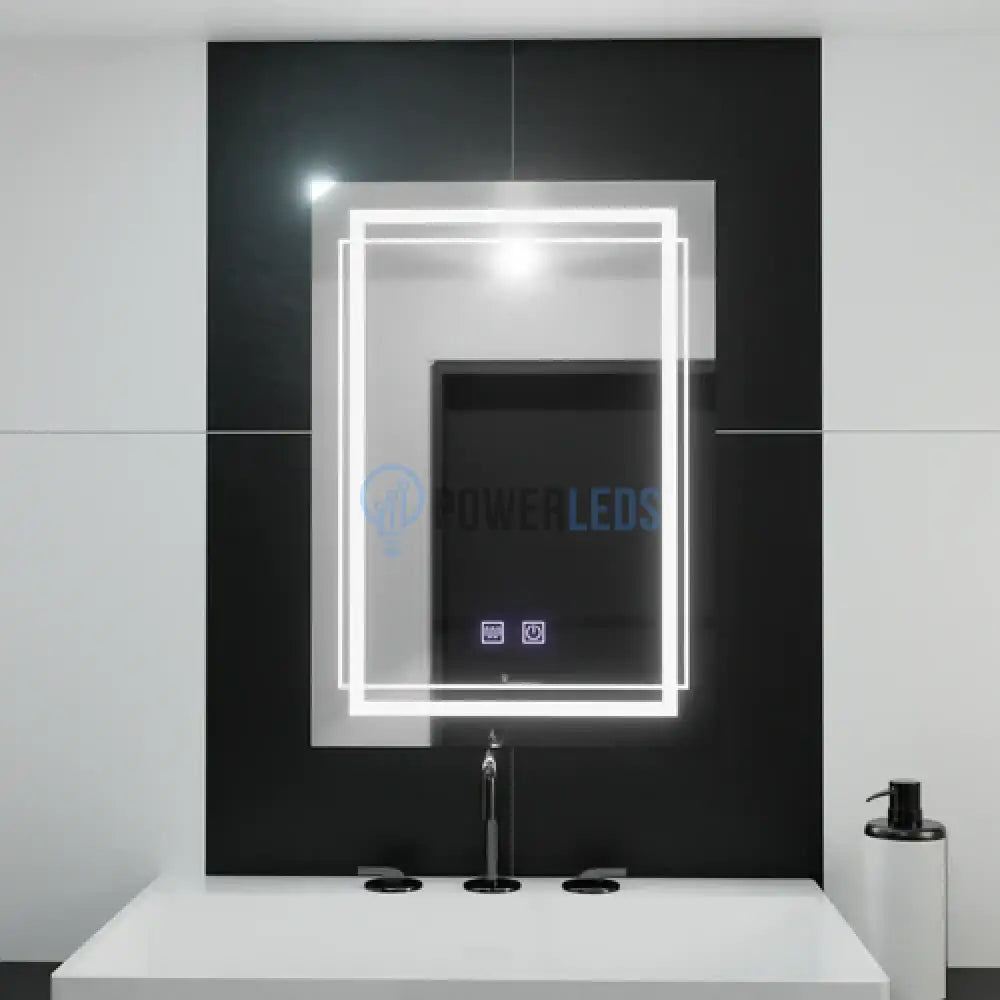 Oglinda LED Rectangulara, 50x70cm Touch, Sistem Dezaburire powerleds.ro
