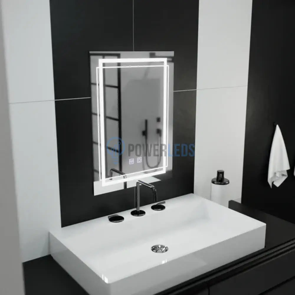 Oglinda LED Rectangulara, 50x70cm Touch, Sistem Dezaburire powerleds.ro