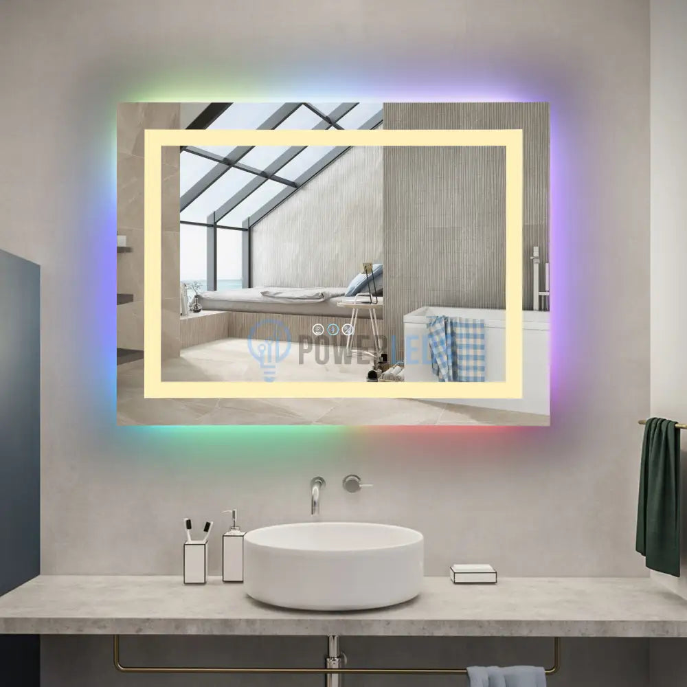 Oglinda Led Rgb 80X60Cm 3 Lumini Dezaburire Si Touch Od014-Rgb Mirror