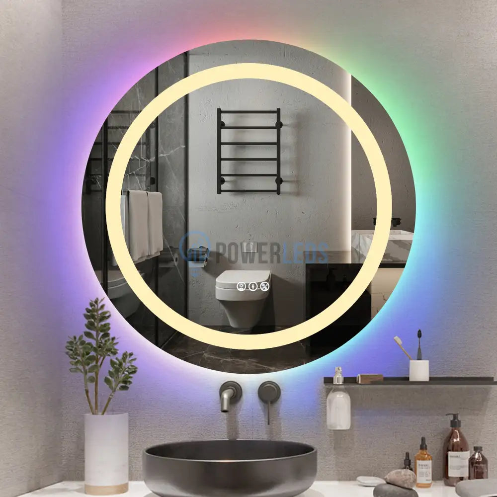 Oglinda Led Rgb Rotunda 70Cm 3 Lumini Dezaburire Si Touch Od013-Rgb Mirror