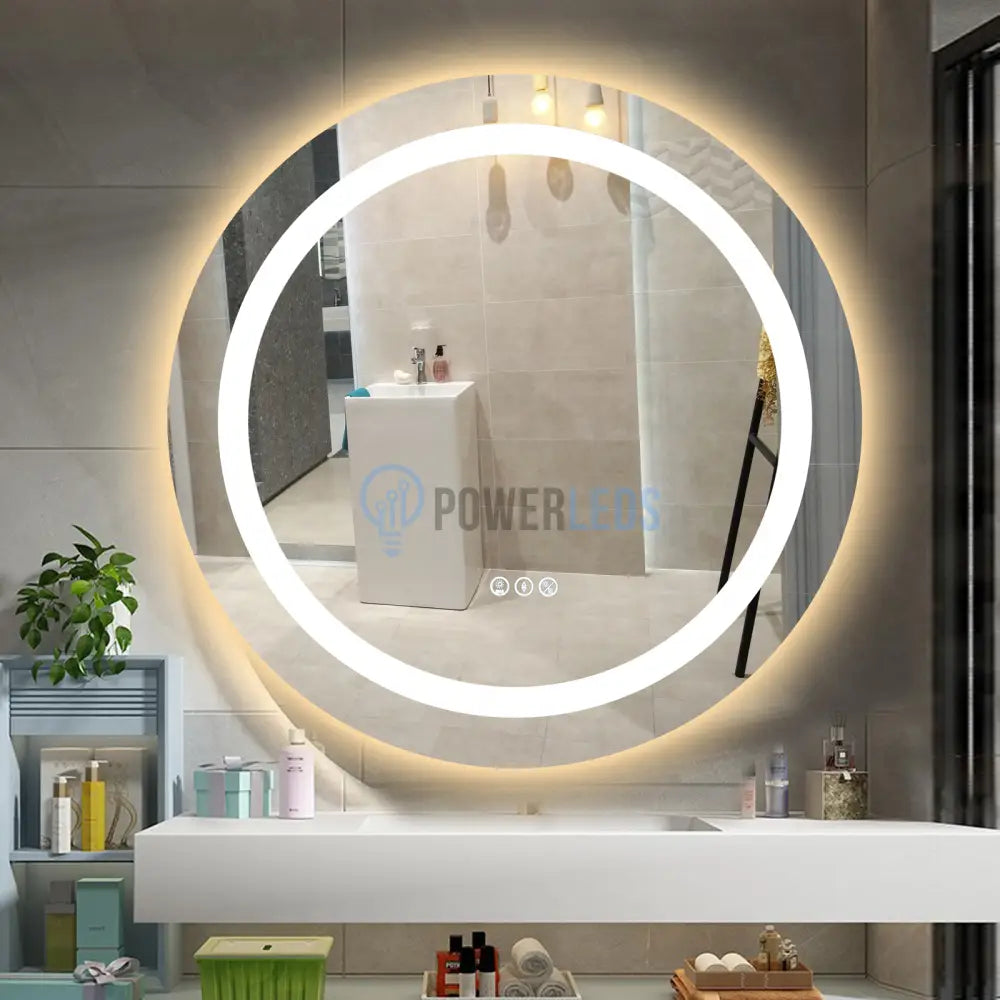 Oglinda Led Rgb Rotunda 70Cm 3 Lumini Dezaburire Si Touch Od013-Rgb Mirror