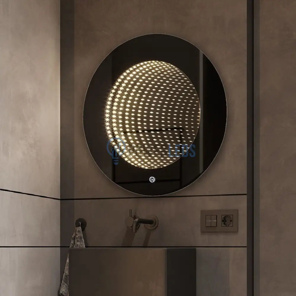 Oglinda Led Rotunda 3D Effect Infinity Mirror 3 Lumini Si Touch J183 Mirror