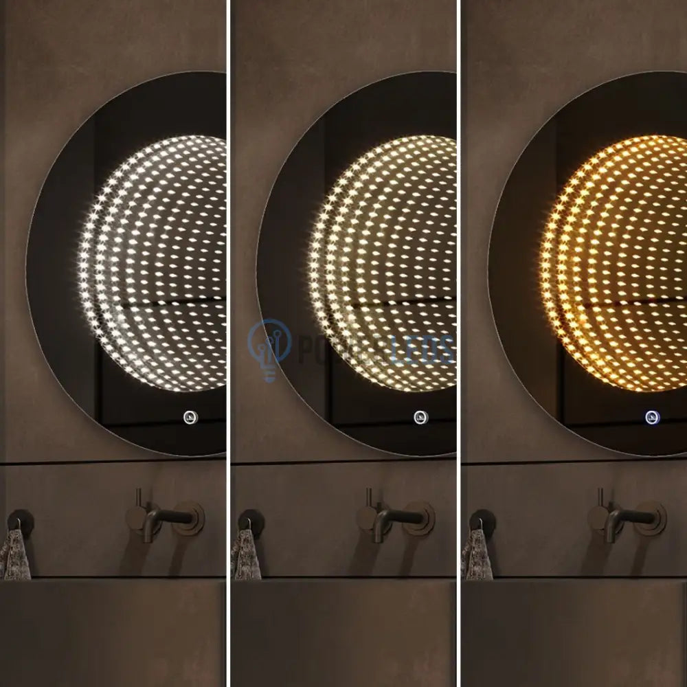 Oglinda Led Rotunda 3D Effect Infinity Mirror 3 Lumini Si Touch J183 Mirror