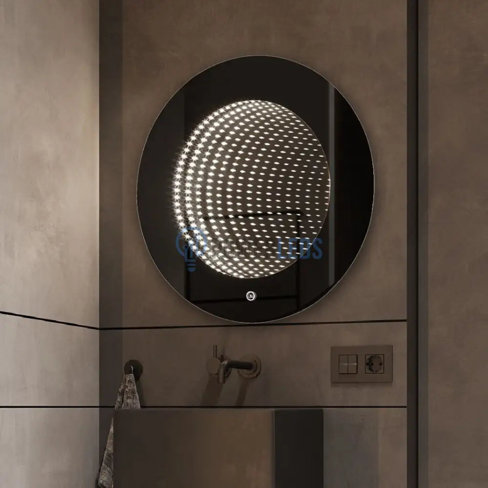 Oglinda Led Rotunda 3D Effect Infinity Mirror 3 Lumini Si Touch J183 Mirror