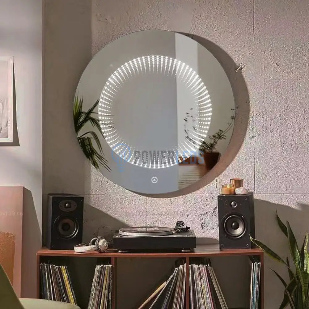 Oglinda Led Rotunda 3D Effect Infinity Mirror 3 Lumini Si Touch J183 Mirror