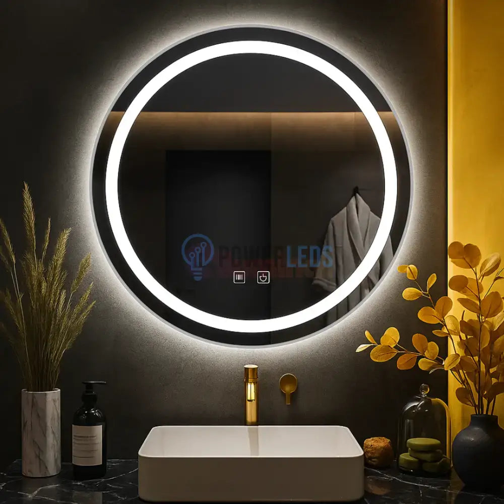 Oglinda LED Rotunda 50CM cu Dezaburire si Lumina Rece E01S/50 FRAMELESS / 50CM LED MIRROR