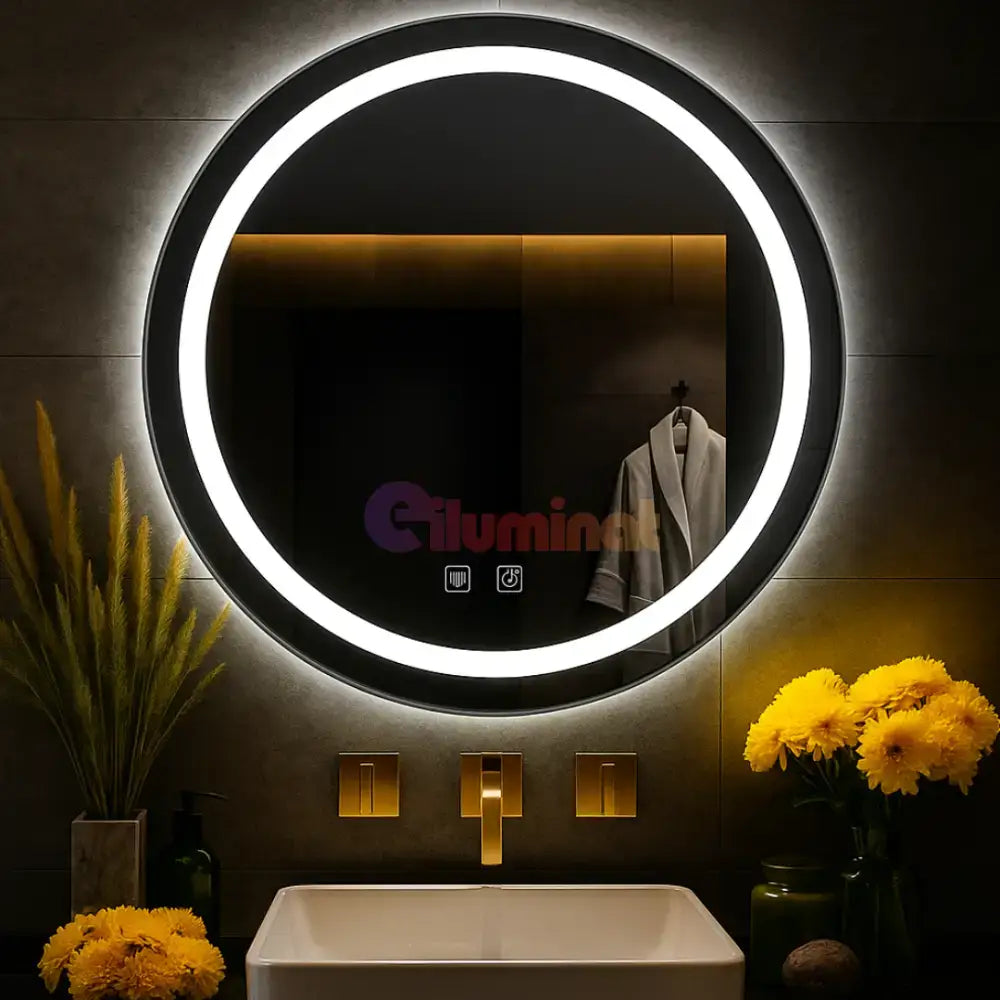 Oglinda LED Rotunda 50CM cu Dezaburire si Lumina Rece E01S/50 powerleds.ro