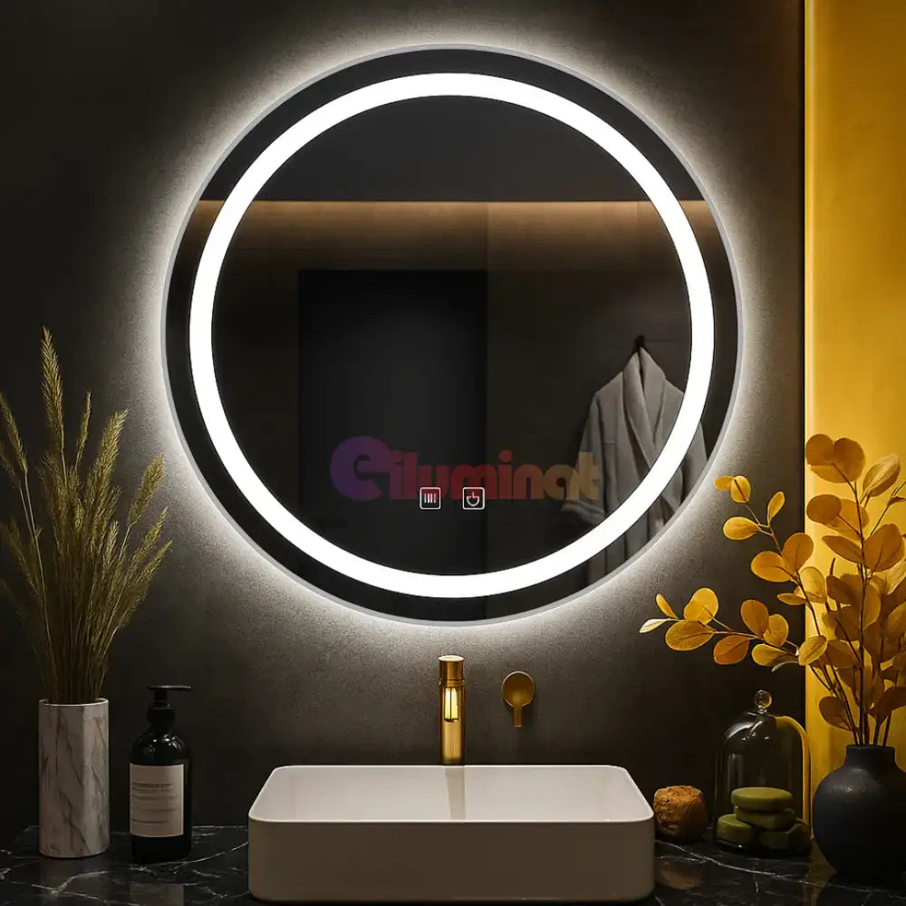 Oglinda LED Rotunda 50CM cu Dezaburire si Lumina Rece E01S/50 powerleds.ro