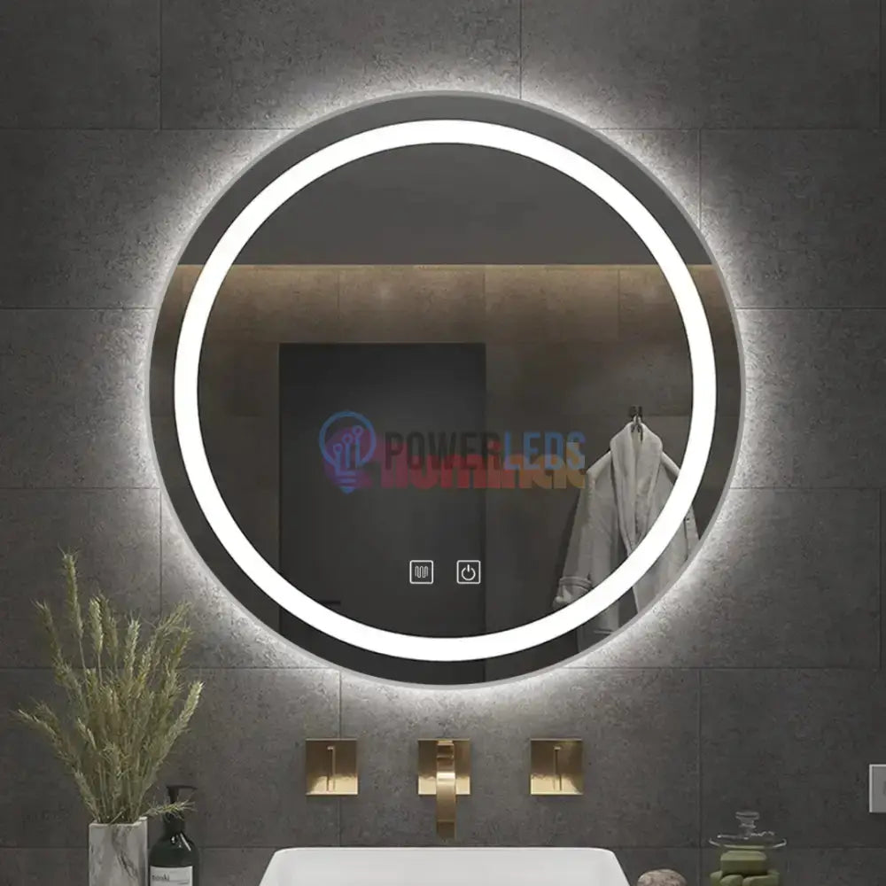 Oglinda LED Rotunda 50CM cu Dezaburire si Lumina Rece E01S/50 powerleds.ro