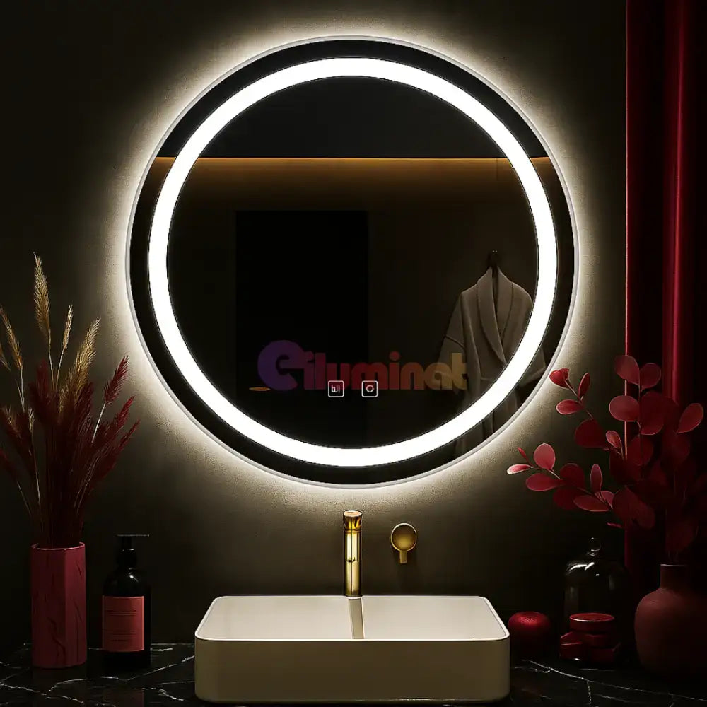Oglinda LED Rotunda 50CM cu Dezaburire si Lumina Rece E01S/50 powerleds.ro