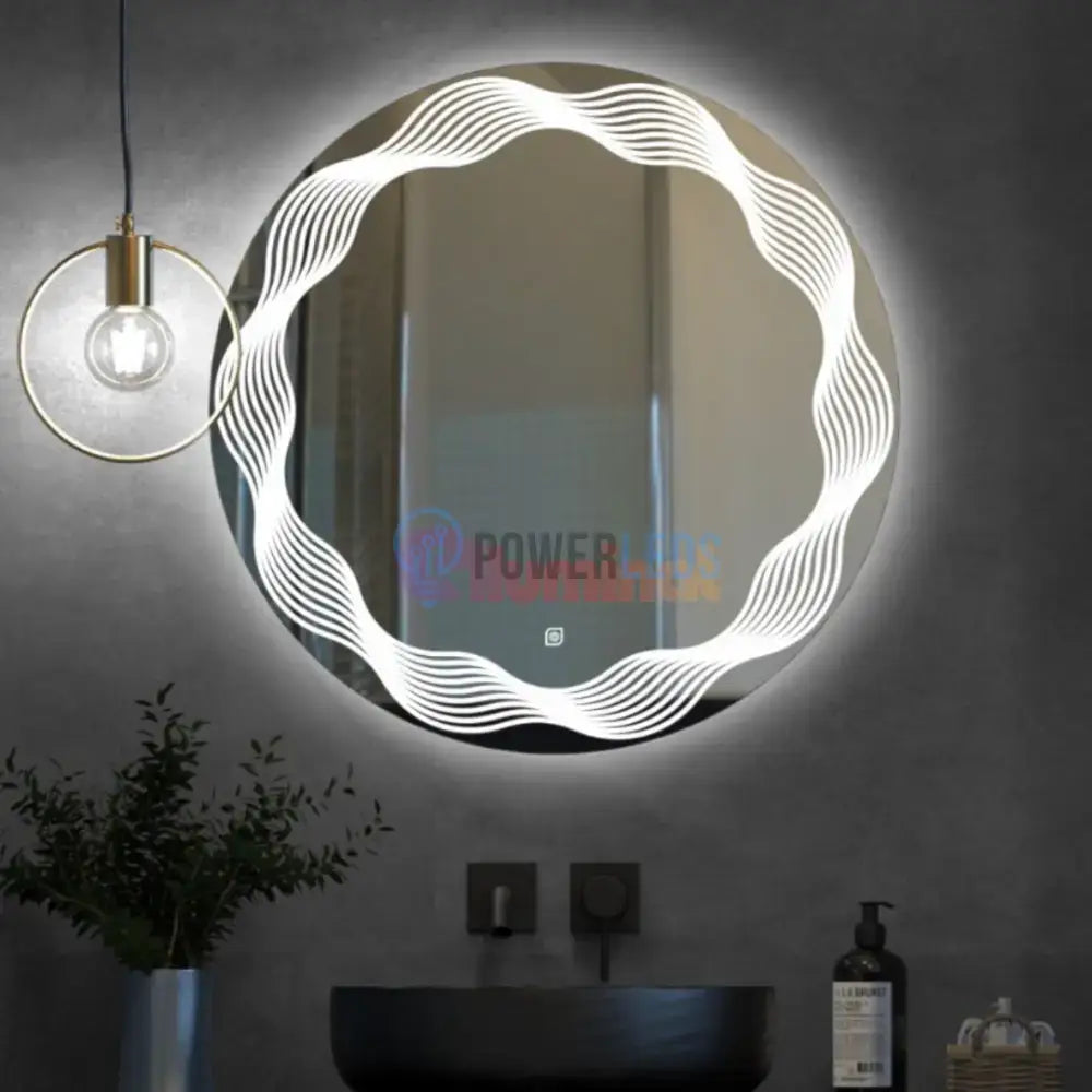 Oglinda LED Rotunda 60cm, 3 Lumini, Dezaburire si Touch E26S powerleds.ro