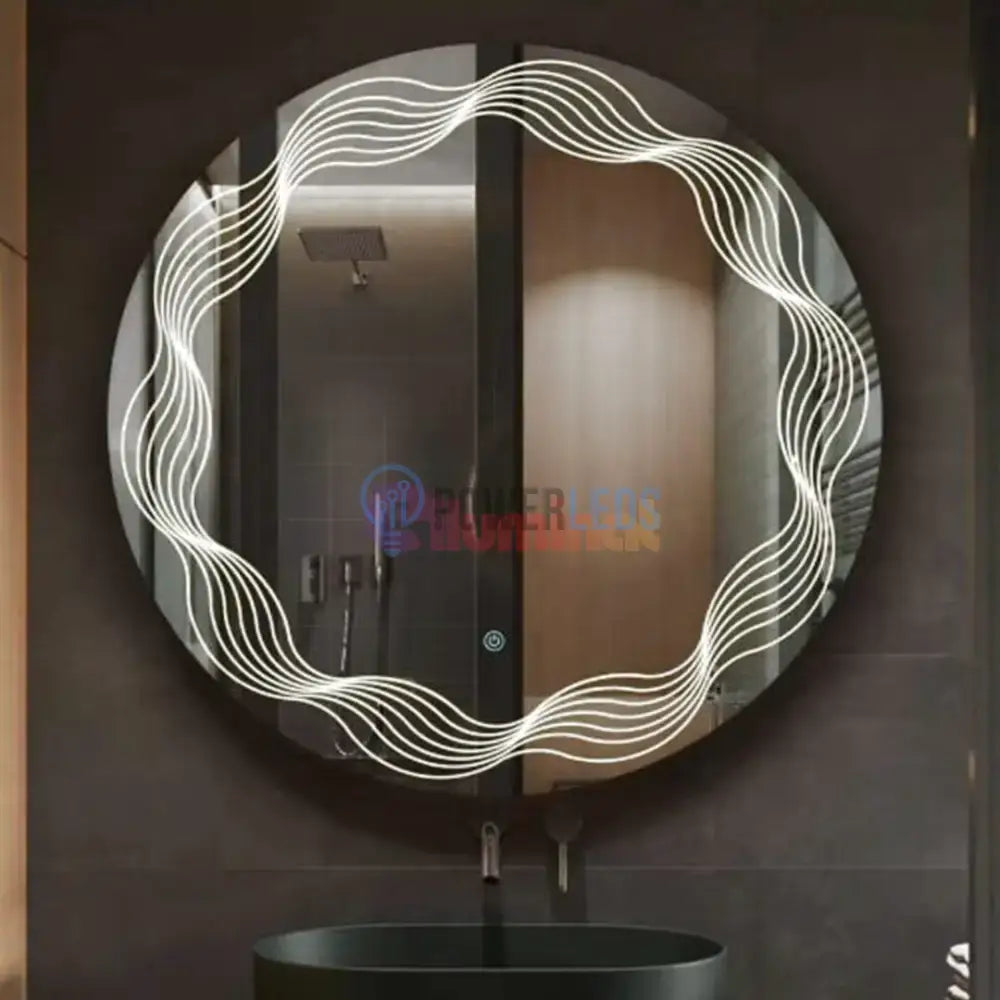 Oglinda LED Rotunda 60cm, 3 Lumini, Dezaburire si Touch E26S powerleds.ro