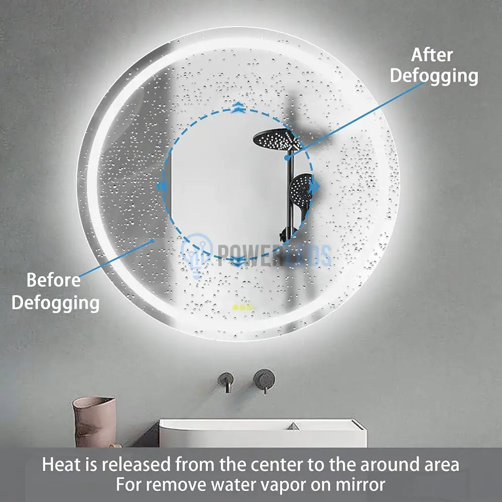 Oglinda Led Rotunda 60Cm Functie Dezaburire Si Touch J12 Mirror