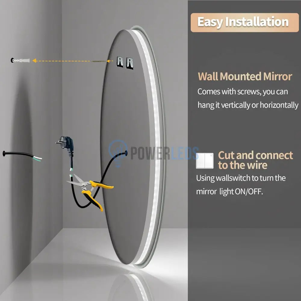 Oglinda Led Rotunda 60Cm Functie Dezaburire Si Touch W01S Mirror