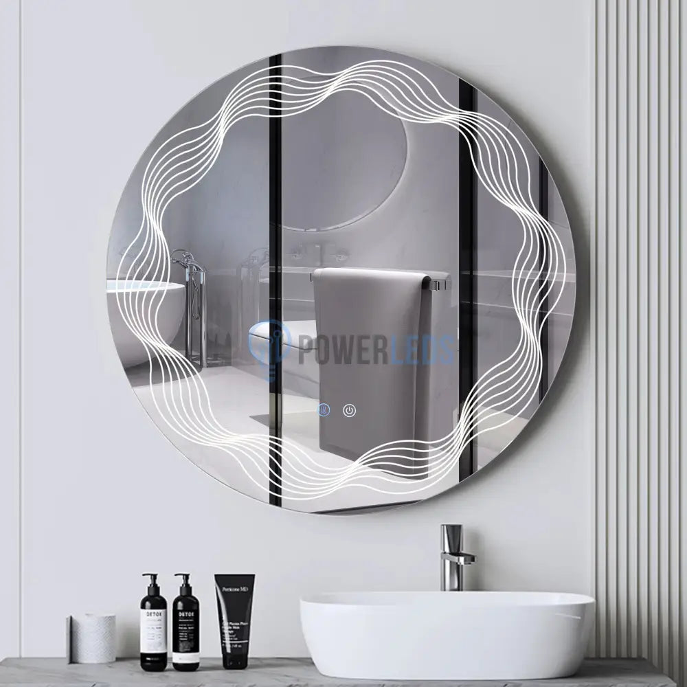 Oglinda Led Rotunda 70Cm 3 Lumini Dezaburire Si Touch Od060-5 Mirror
