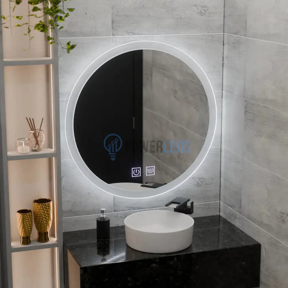 Oglinda LED Rotunda 70cm Functie Dezaburire si Touch powerleds.ro