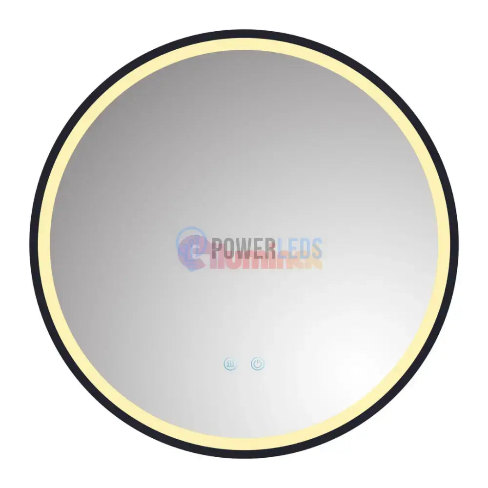 Oglinda Rotunda Neagra 60cm cu Dezaburire, Touch si 3 Lumini powerleds.ro