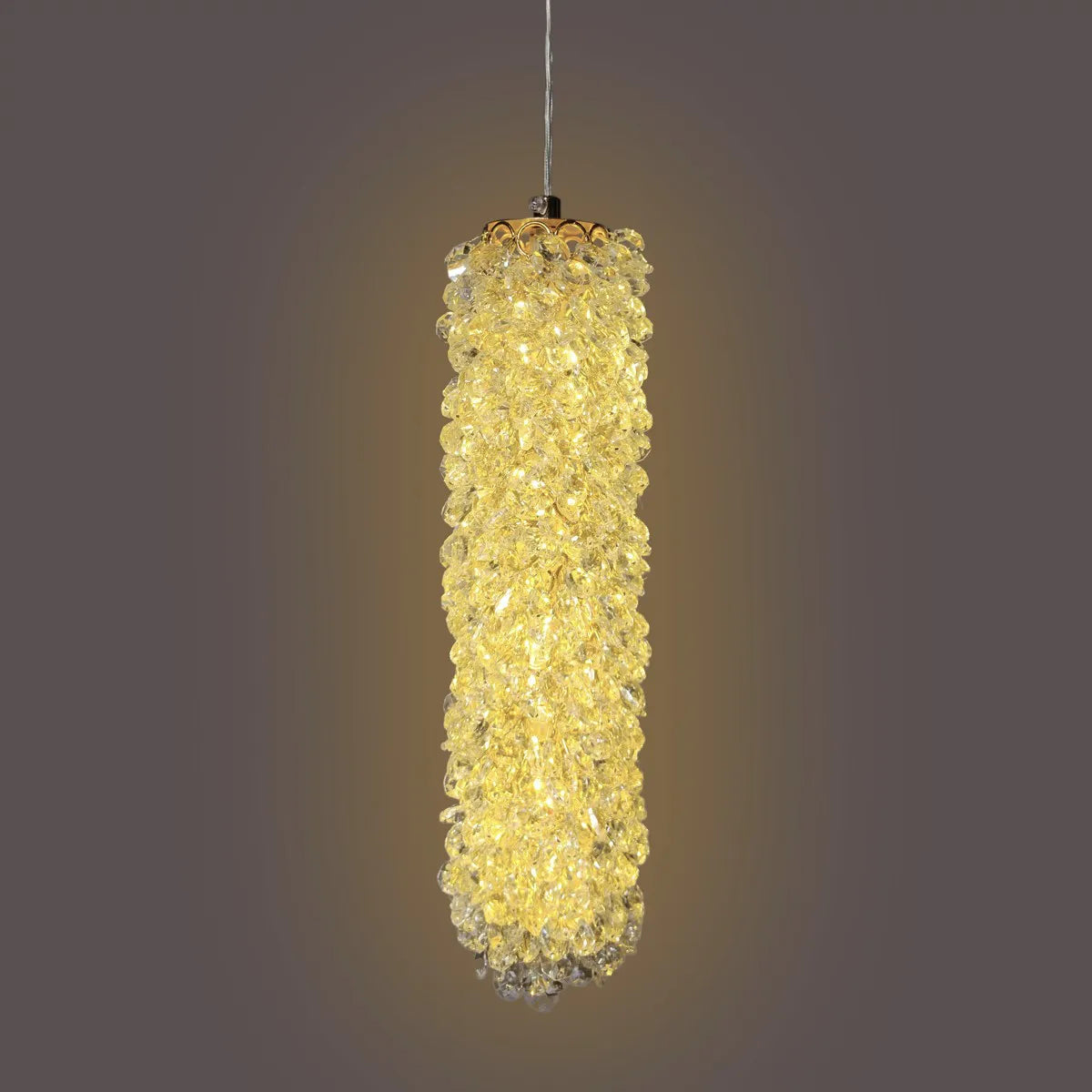 Pendul LED Cristal Sponge Cilindric Gold