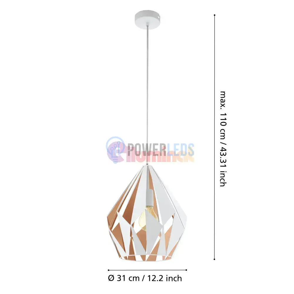 Pendul CARLTON 1 White & Gold 110CM Eglo ALBA / VINTAGE SI RETRO DESIGN Lighting Fixtures