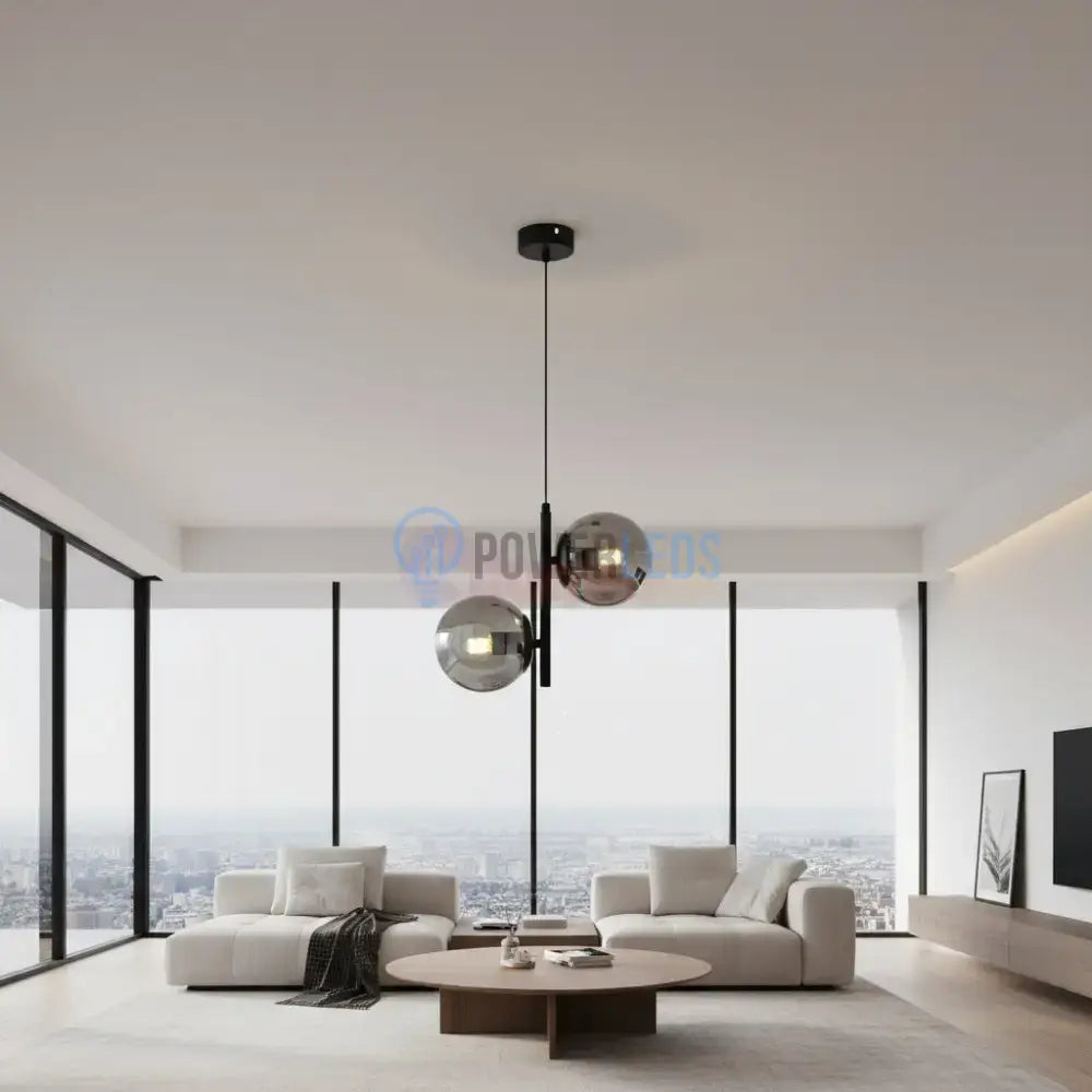 Pendul DIONIS Negru Abajur Fumuriu 2xE27 Chandeliers